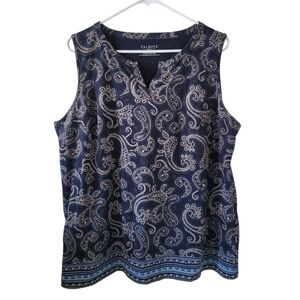 Talbots Blue Paisley Print Sleeveless Top